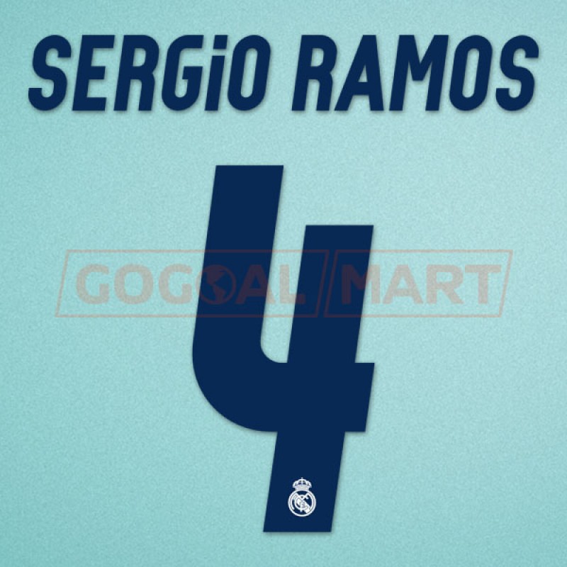 Real Madrid 2016-2017 Sergio Ramos #4 Awaykit Nameset Printing